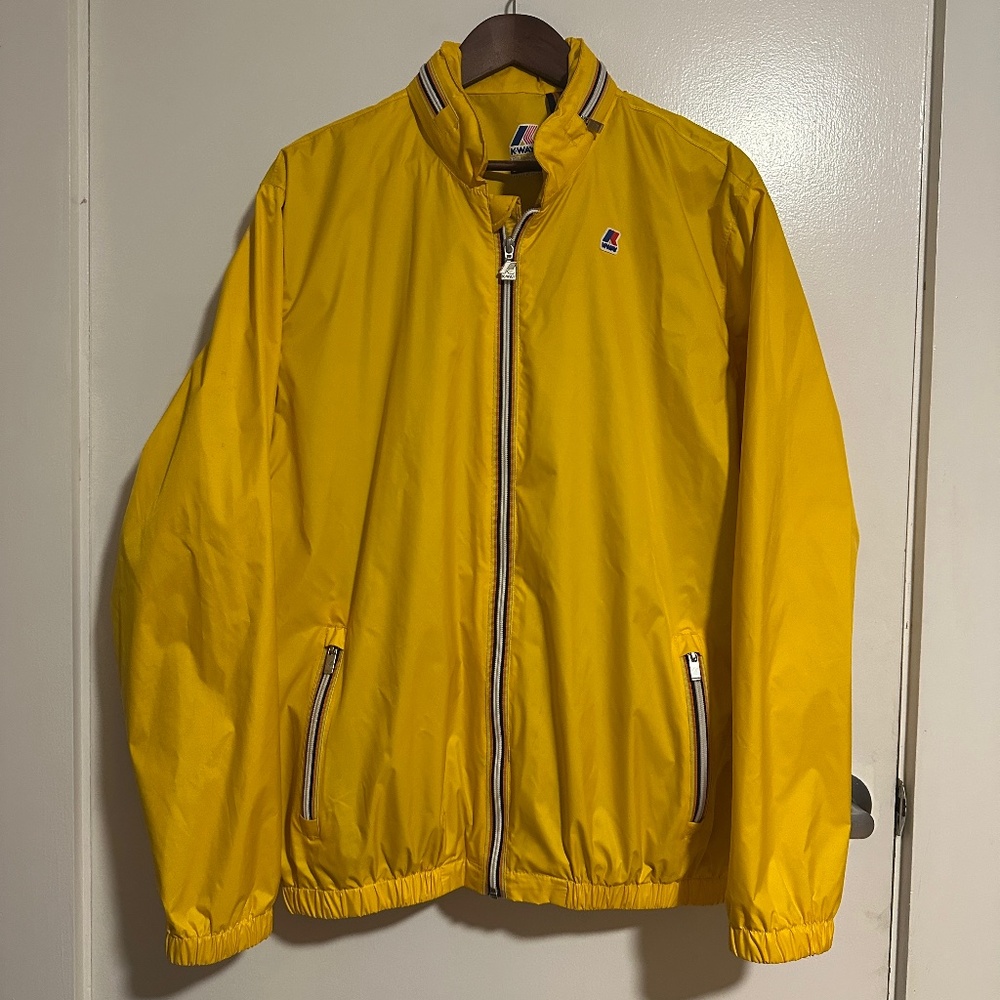 K-Way Claude 3.0 Yellow Waterproof Hooded Rain Jacket Men’s XL